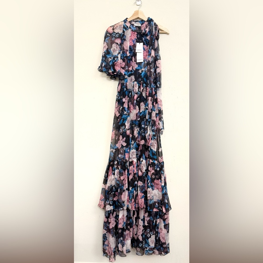 NWT ERDEM Natalina One-sleeve Silk-voile Floral Gown in Pink Dust Bouquet Sz 6 - Picture 8 of 17
